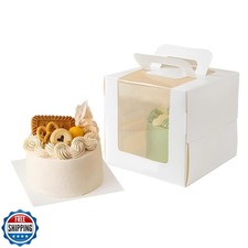 Roppolo 20 Pcs 6x6x5 Inch White Cake Boxes with Window and Handle