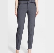 Vince Tuxedo Wool Blend Straight Leg Ankle Pants Grey Black Size 8