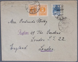 MayfairStamps Estonia 1919 to London England Pari 5 Orange Cover cca_45863