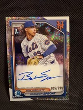 2024 Bowman Chrome Brandon Sproat 1st Bowman Speckle Refractor Auto 035/299 Mets