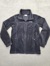 Columbia Fleece Jacket Youth Medium 10-12 Gray Full Zip Warm Pockets WB6760