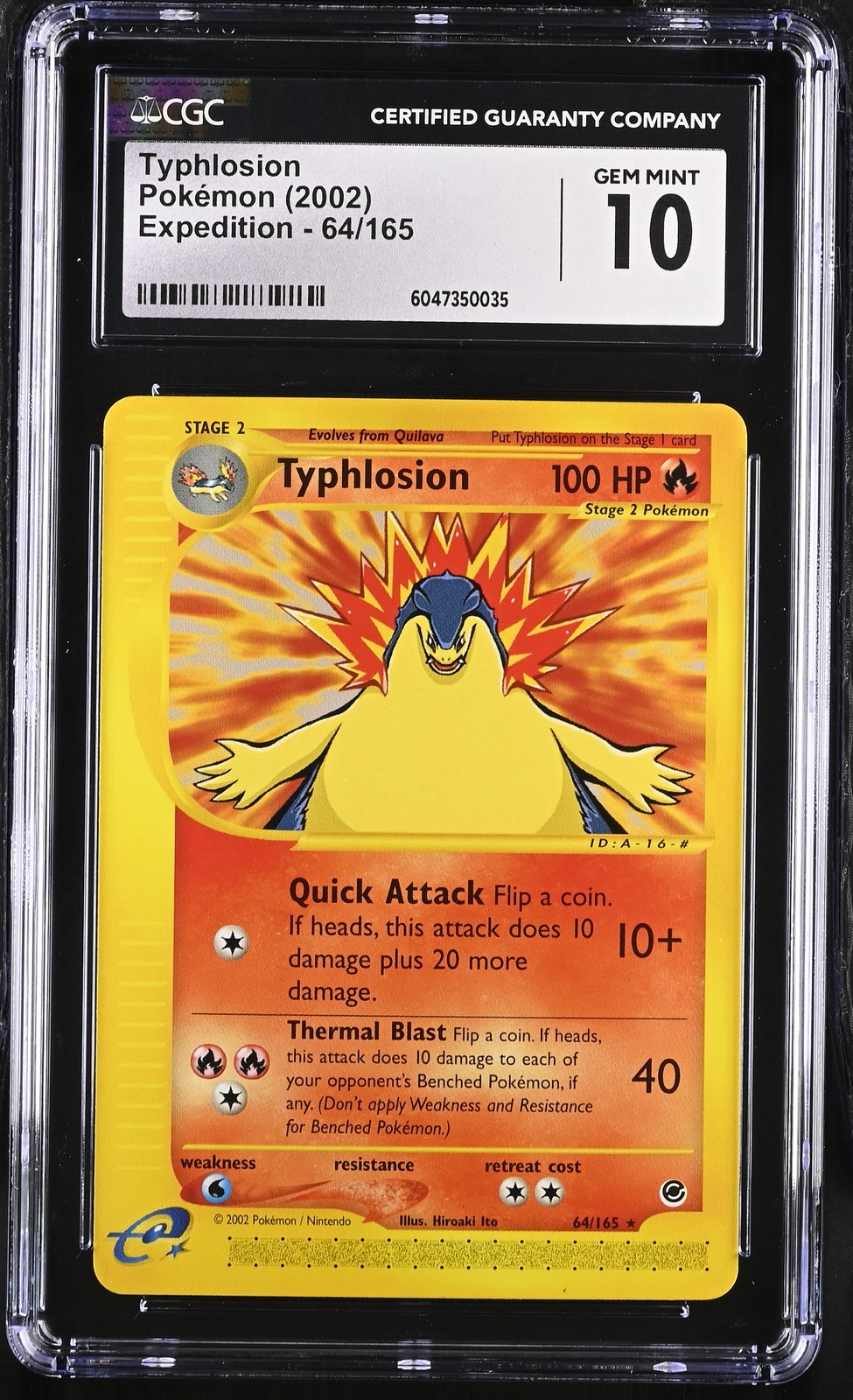 CGC 10 GEM MINT Typhlosion 2002 Expedition 64/165 Non-Holo Rare Pokemon Card psa