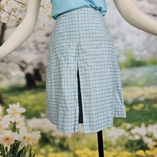 Vintage 1960's Shorts Skorts Skirt Blue White Plaid Retro Cordon Ford