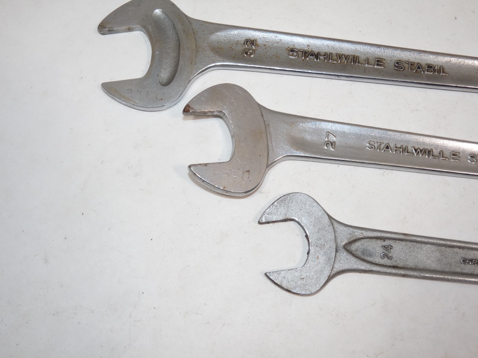 2 Vtg Stahlwille 1 Hazet Thin Single Open End Wrench Spanner Germany 24, 27, 32