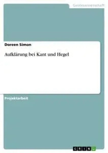 Doreen Simon | AufkläRung Bei Kant Und Hegel | Taschenbuch | Deutsch (2017)-image