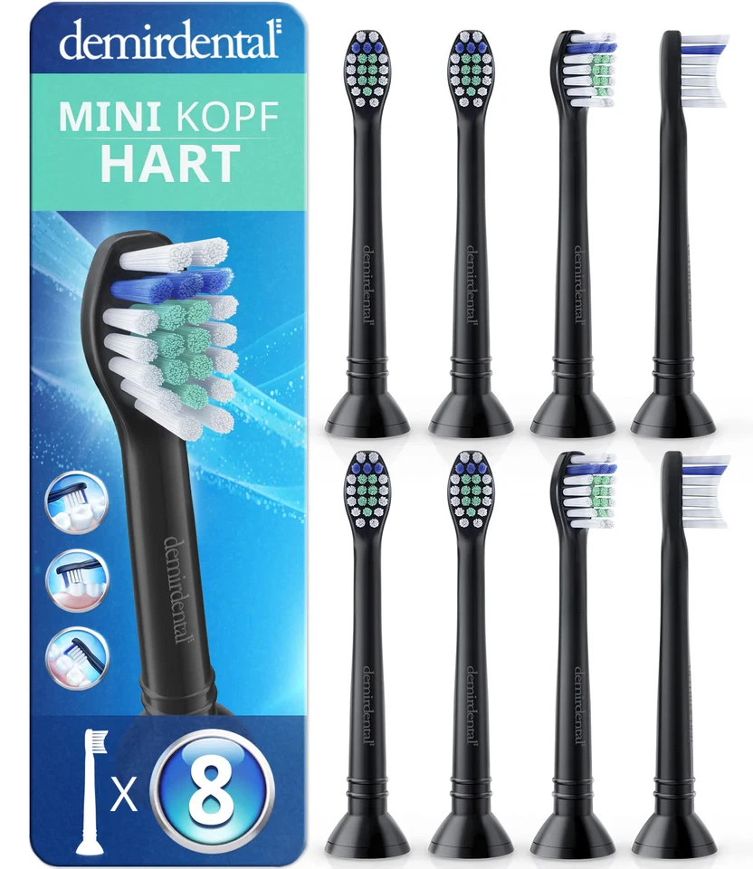 8er demirdental Harte Mini Aufsteckbürsten für Philips Sonicare