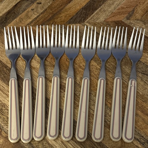Pfaltzgraff JUNIPER 40 Pc Plastic Handle Stainless Flatware Some Damage - Picture 6 of 12