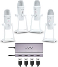Movo White USB Podcast Equipment Bundle for 4