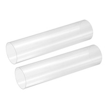 2 Pcs 8" Clear Rigid Acrylic Pipe 46mm ID x 50mm OD Round Clear Plastic Tube