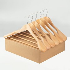 ELONG HOME Suit Hangers, 6 Pack Heavy Duty 17.5 inches x 8.9 inches, Natural 