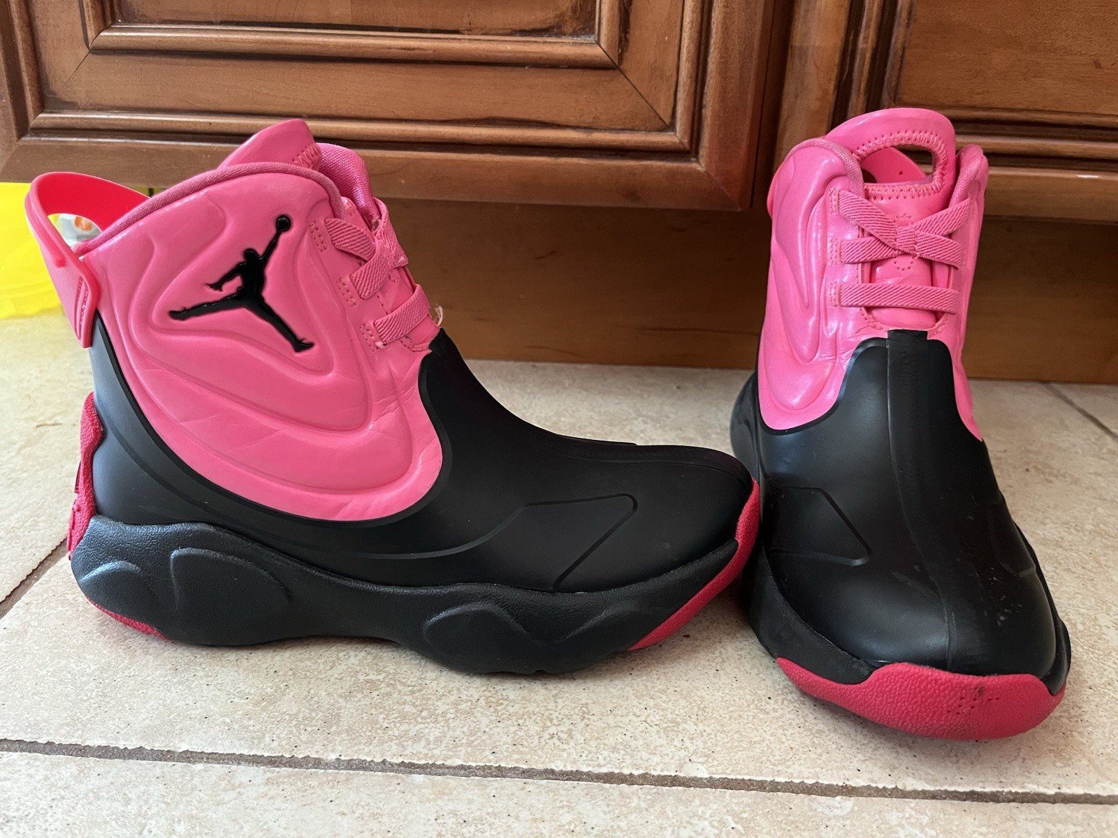 Jordan’s Drip Pink And Black Waterproof Sneakers Boots Sz 3