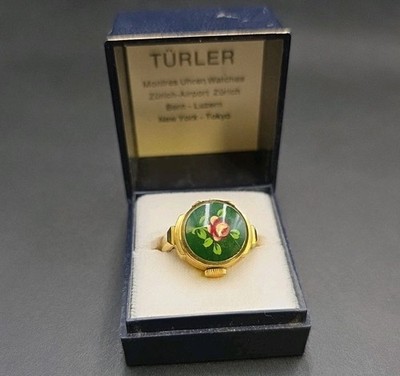 Rare Find! Vintage Türler Ring Watch - Plaque Or G 10 Microns - Untested