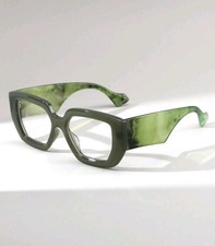 Green Square Full Rim Plastic Eyeglass Frames Solid Pattern Unisex Adults