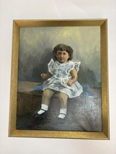 Original Modernist Style Figuratives Portrait Öl auf Leinwand Gemälde Kind Mädchen 