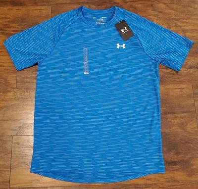 Under Armour The Tech Tee T Shirt Mens Medium Blue Striped Loose - New