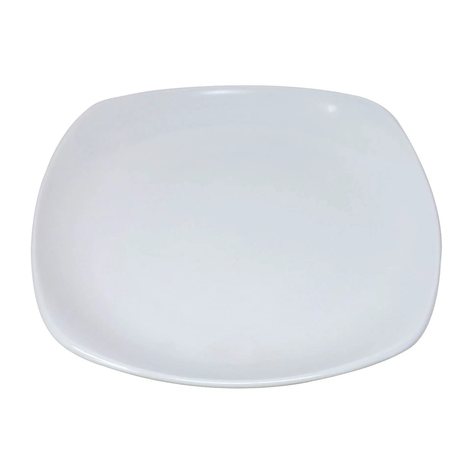 Square Plate 22.5cm Ceramic White Dessert Salad Side Lightweight Dinnerware 4Pcs - Image 3 of 4