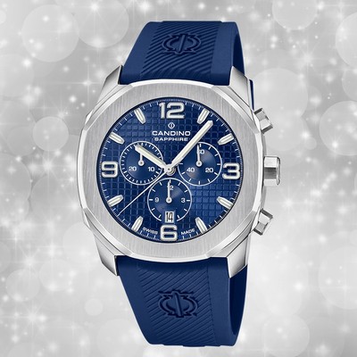 Armbanduhr Kautschuk blau Chronograph Herren Sport Uhr Candino Sport UC4774/4