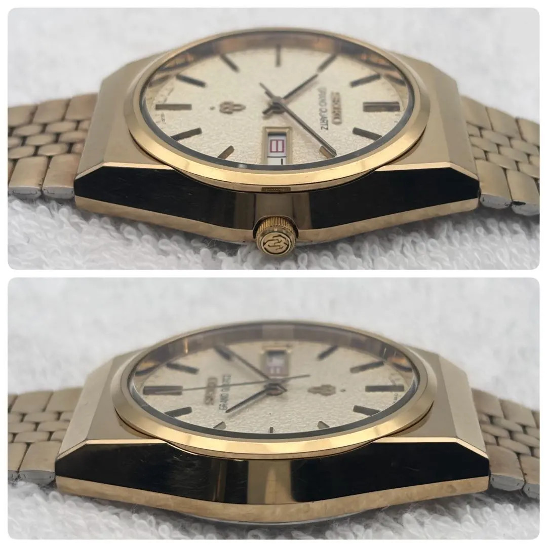Seiko Grand Quartz 4843-8100 Gold Day-Date Textured Dial Vintage