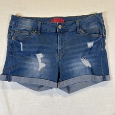 wax jeans but i love you Junior Girls Jean Shorts Stretchy Distressed Cuffed Lg