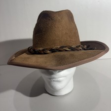 Henschel Skully’s Leather Cowboy Hat Large Brown Suede Outback Western USA Made
