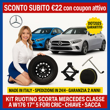 Set ???? Platzsparend Notrad Mercedes Klasse A W176 17&rdquo; 5 L&ouml;cher + Cric Key Tasche