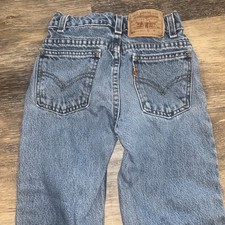 E479 Vintage Little Levi  s 550 Denim Blue Jeans Size 7 Orange Tab