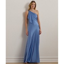 NWT Ralph Lauren Elegant Sky Blue Satin Formal Evening Gown