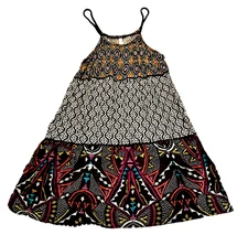 Xhilaration Y2K Strappy Sundress Women's XL Rope Straps Midi Geometric Boho