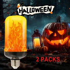 2X E26 LED Flame Effect Fire Bulb Flickering Atmosphere Yellow Flame Light Bulbs