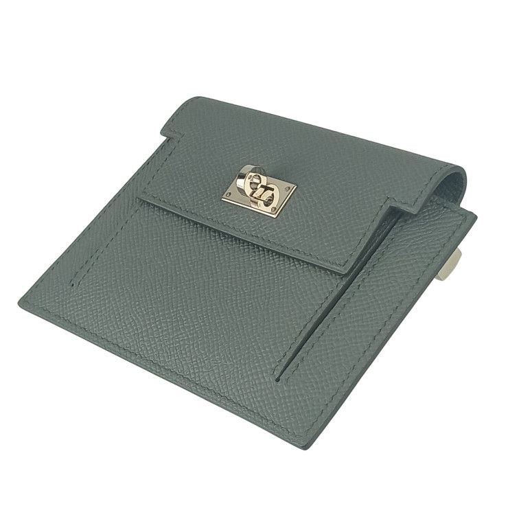 HERMES Coin Case KELLY POCKET COMPACT 079001CK VERT AMANDE Super Mint image 2