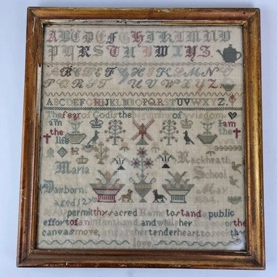 Antikes viktorianisches Handarbeitsmuster von Maria Dawborn 1884 Rackheath Schule