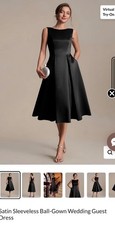 Adrianna Papell Luxe Black Mikado Fit  Flare Midi Dress Size 8 169