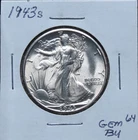 1943S Gem BU + Frosted  Problem Free Walking Liberty Half Dollar 6115MRCS
