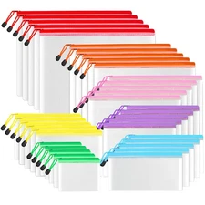 SUNEE Multisize Plastic Zipper Pouches (7 Colors, 35 Packs), Water-Resistant ...