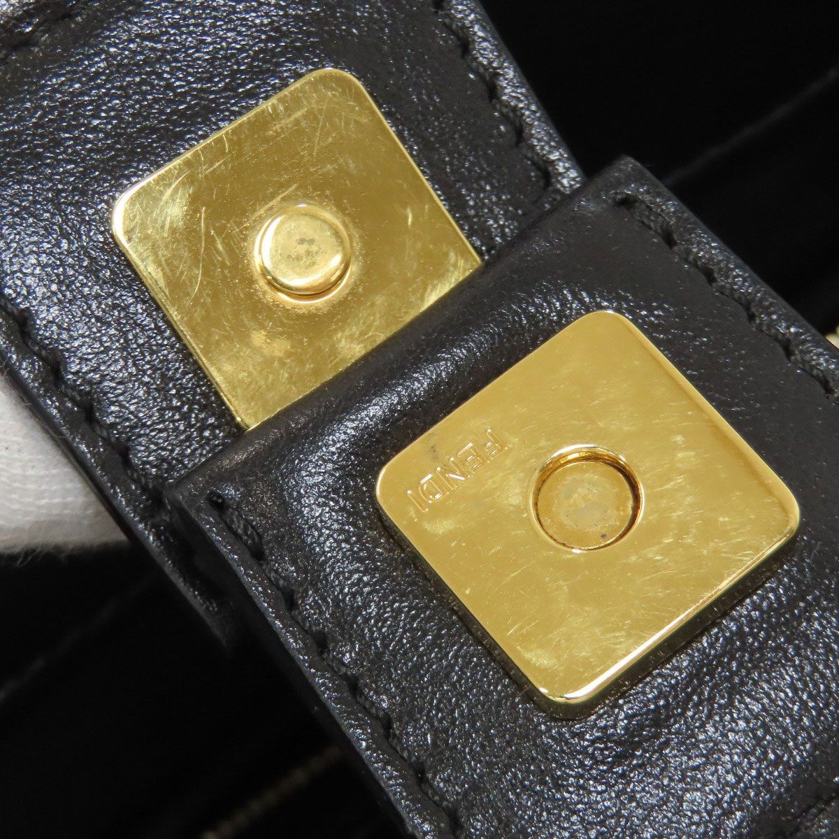 FENDI Logo Handbag Leather Black Women From Japan thumbnail 11