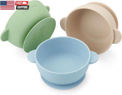 3 Pack Baby Bowls with Suction| Stay Put Silicone Food Bowl for Babies Kids Todd