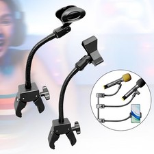 Clip on Microphone Holder 360 Degree Mic Clip Holder Easy to Install Gooseneck