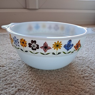 Vintage Phönix Opalware Volksblumen Glas Kasserolle Auflaufform ohne Deckel 