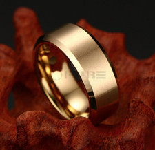 8MM Titanium Steel Rings Men Women Silver Gold Matte Engagement Simple Band