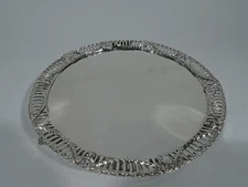 Edwardian Salver - Antique Regency Revival Tray - English Sterling Silver - 1908