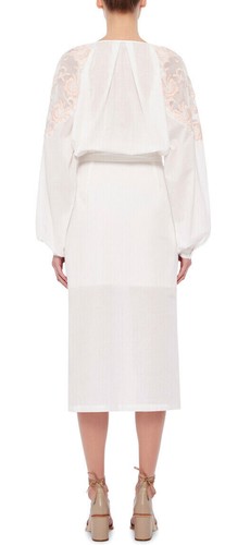 Vestido Alice McCall Midi Blanco Bordado Mangas Largas Free People Gypsy Queen - Imagen 2 de 7