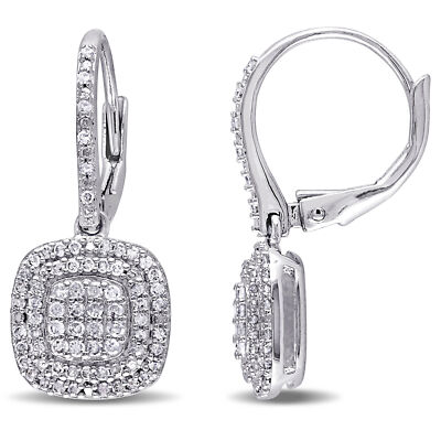 Amour Sterling Silver 1/2CT TDW Diamond Composite Dangle Earrings