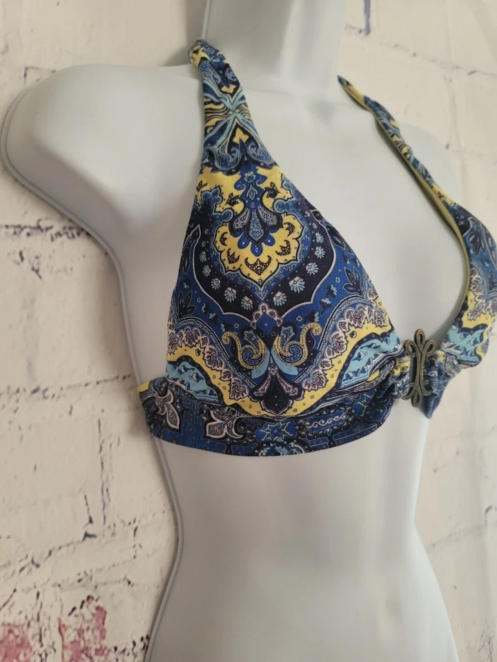 Becca by Rebecca Virtue Multicolor Halter Tie Bikini Top Small Metal Medallion - Image 3 of 4