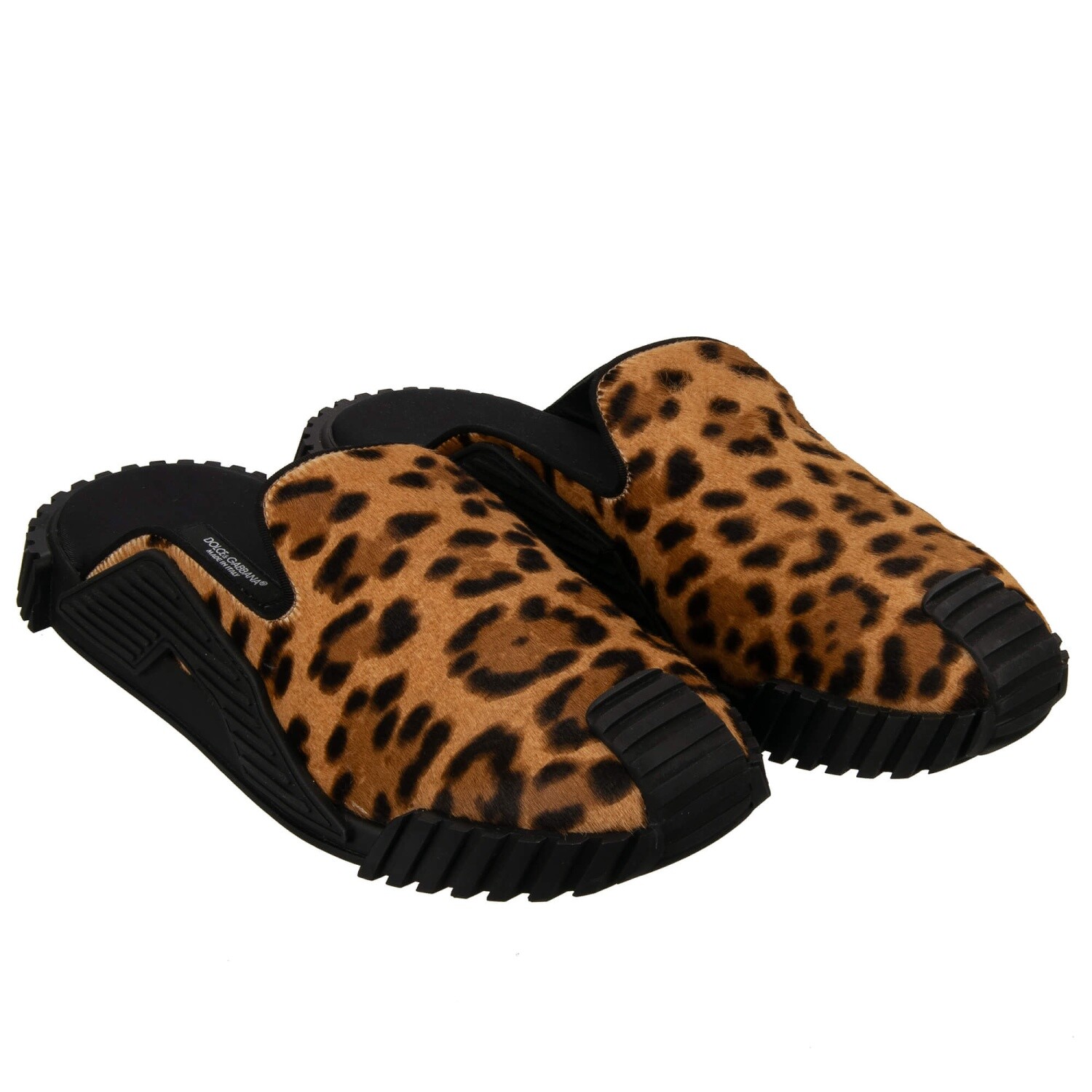 DOLCE & GABBANA Leopard Fur Sandalen Slipper Shoes Sneaker NS1 Brown 13722