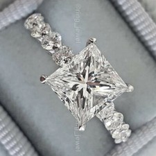 3.40Ct Princess Cut Simulated Diamond Engagement Ring 14k White Gold Size 6