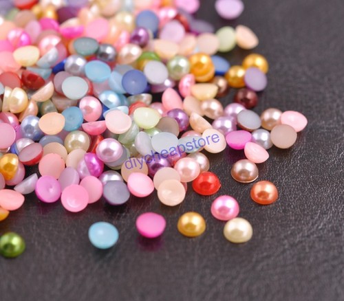 Half Pearl Round Bead Flat Back Scrapbook for Craft FlatBack 2/3/4/5/6/7/8MM - Afbeelding 1 van 27