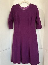 OSCAR DE LA RENTA 8 Dress Textured 100% Wool Raspberry Purple Pleated Skirt