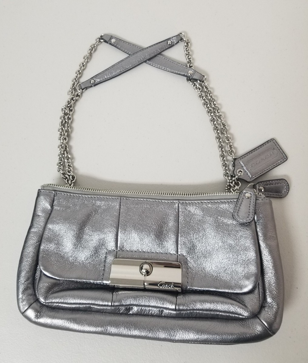 Auth COACH #16818 Kristin Willow Silver Leather Shoulder Bag