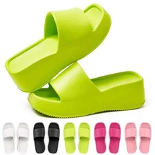Womens Summer Fashion Wedge High Heel Platform Open Toe Slip On Casual Slippers