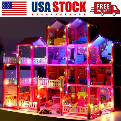 Huge Doll House Dollhouse with Light, Gift for Girls